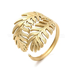 Bague ouverte en acier inoxydable 304 avec placage ionique (IP) pour femme&nbsp;RJEW-M149-23G