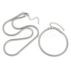 304 Edelstahl Runde Schlangenkette Halsketten & Armbänder Sets für Männer Frauen&nbsp;SJEW-F225-01P