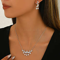Set di orecchini e collane con luna e stella in ottone micro pavé di zirconi cubici per donna&nbsp;FS1088-2