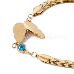 Emaille-Evil-Eye-Gliederarmband mit flachen Schlangenketten&nbsp;BJEW-P284-06D-G