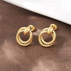 Boucles d'oreilles à tige texturées en acier inoxydable 304&nbsp;EJEW-P324-04G