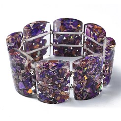 Bracelets extensibles en jaspe impérial naturel teint et opale synthétique&nbsp;BJEW-G702-01C