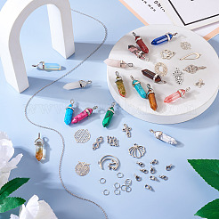 DIY-Set zur Herstellung einer Halskette mit Kugelanhänger aus natürlichen und synthetischen Edelsteinen&nbsp;DIY-TA0004-91