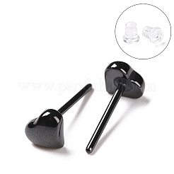 Orecchini a bottone con cuore in ceramica ipoallergenica in bioceramica con zirconi&nbsp;EJEW-Z023-08