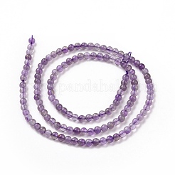 Natürlichen Amethyst Perlen Stränge&nbsp;G-N0215-02-3mm