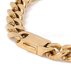 Bracciale con catene a maglie in acciaio inossidabile placcato ionico (ip) 304 con chiusura a lucchetto in strass di cristallo per donna&nbsp;BJEW-E107-01G-04