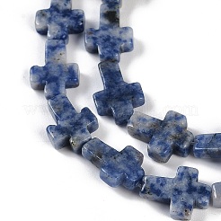 Fili di perle di diaspro macchia blu naturale&nbsp;G-I369-A03-02