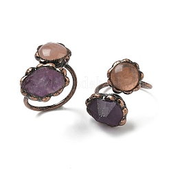 Natürliche Amethyst- und Rosenquarzringe&nbsp;RJEW-B122-04R-05