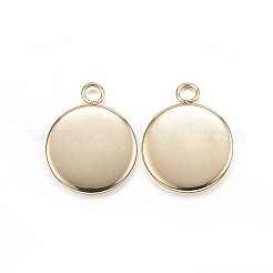 Placcatura ionica (ip) 304 impostazioni cabochon pendente in acciaio inossidabile&nbsp;LS-STAS-G127-13-10mm-G