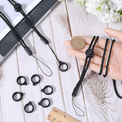 36 anneau en silicone avec 6 cordons en polyester pour collier et pendentif anti-perte&nbsp;DIY-GF0008-08C
