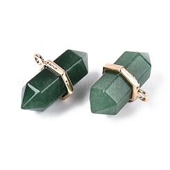 Pendentifs pointus à double borne en aventurine verte naturelle&nbsp;G-N345-09G