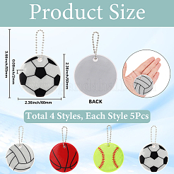 20 ciondolo decorativo a forma di palla sportiva in PVC con 4 stili&nbsp;KY-SP0001-59