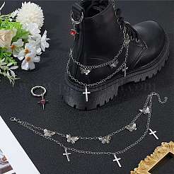 4 stücke 2 arten messing gedrehten ketten boot strap ketten & legierung siam strass schuhe charme sets&nbsp;HJEW-BM0001-06