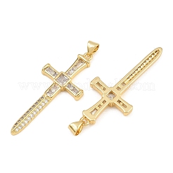 Pendentifs en laiton zircon cubique transparent&nbsp;CU-CBADC6C-03G