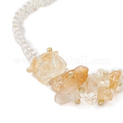 Braccialetti di perline di semi di vetro fatti a mano e scaglie di citrino naturale per le donne&nbsp;BJEW-MZ00225-01