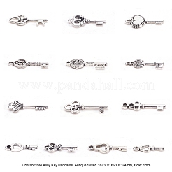 Pendentifs clés en alliage de style tibétain&nbsp;TIBEP-X0001-02-AS