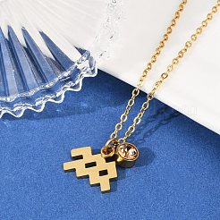 Colliers avec pendentif constellation de pierre de naissance en acier inoxydable 304&nbsp;LS-STAS-D305-08G-K