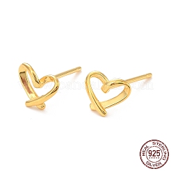 Corazón abierto 925 aretes de plata esterlina&nbsp;EJEW-I259-07G