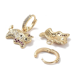 Orecchini a cerchio pendenti in vero ottone placcato oro 18k&nbsp;EJEW-L269-028G-01