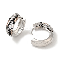 Orecchini a cerchio con micro pavé di zirconi in ottone placcato cremagliera&nbsp;EJEW-B062-30P
