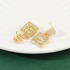 Latón micro pavé de circonio cúbico transparente cuelga aretes&nbsp;EJEW-K312-08G