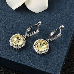 Pendientes de aro de circonio cúbico y micro arcilla de plata esterlina 925&nbsp;EJEW-B147-01B-04