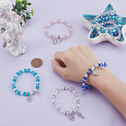 9 bracelet en alliage ovale et croix avec breloque Jésus&nbsp;BJEW-GO0001-35