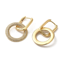 Orecchini a cerchio pendenti con micro pavè di zirconi cubici in ottone dorato&nbsp;EJEW-C073-03A-G