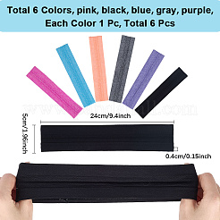 6 Stück breites Stirnband aus Polyester und Silikon in 6 Farben für den Sport&nbsp;AJEW-GF0010-80