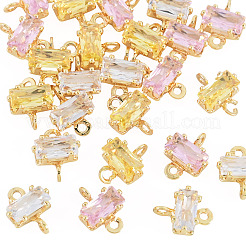 24 pz. 3 colori ottone pavé zirconia cubica rettangolo connettore charms&nbsp;KK-TA0009-18