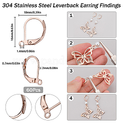 60 pz 304 acciaio inossidabile chiusura a leva per orecchini&nbsp;STAS-SC0006-44