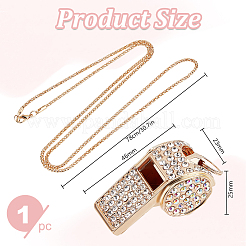 Collier avec pendentif sifflet en strass en fer et chaîne pop-corn pour femme&nbsp;NJEW-DR0001-03C