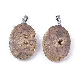 Galvanisieren natürliche Druzy Geode Achat Anhänger&nbsp;G-S344-60B-07
