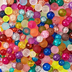 Perle di vetro smerigliato trasparente e perle di vetro crackle trasparenti&nbsp;CCG-CD0001-01