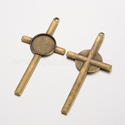Überqueren tibetischer Stil Legierung großen Anhänger Fassungen&nbsp;PALLOY-K109-72AB-NR