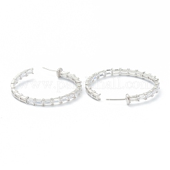 Orecchini a mezzo cerchio in ottone micro pavé di zirconi chiari&nbsp;EJEW-A058-01P