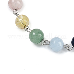 Bracelets à perles rondes pour femmes avec thème chakra en quartz naturel&nbsp;BJEW-JB11194-02