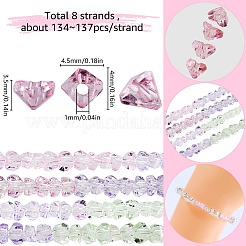 8 Strang transparente Glasperlenstränge mit Farbverlauf&nbsp;GLAA-SC0002-02A
