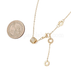 Collane con catena a cavo con pendente a disco dell'amore e perline a colonna in ottone micro pavé di zirconi cubici trasparenti&nbsp;NJEW-JN05768