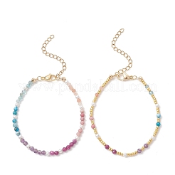2 set di braccialetti con perline rotonde in 2 stili di rubino naturale&nbsp;BJEW-JB13555