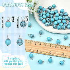 80 pz 2 stili pendenti in vetro e turchese sintetico&nbsp;PALLOY-SW00128