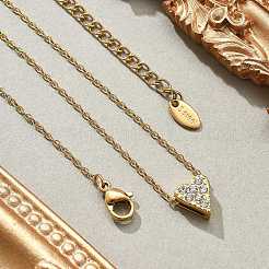 304 Edelstahl Kristall Strass Anhänger Kabelkette Halsketten für Frauen&nbsp;NJEW-C062-01A-G