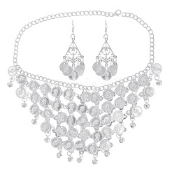 Set di collane con ciondolo in lega con nappe e monete e orecchini pendenti&nbsp;FS-WG02570-02
