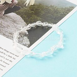 Bracciali elasticizzati con perline di cristallo di quarzo naturale per bambini&nbsp;BJEW-JB06250-09