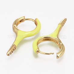 Orecchini a cerchio huggie in zirconi cubici trasparenti micro pavè&nbsp;EJEW-L231-60E