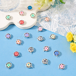 20 Stück Polymer Clay Blume & Ccb Ring Rahmen Glieder Verbinder Charms&nbsp;CLAY-TADJ0001-10