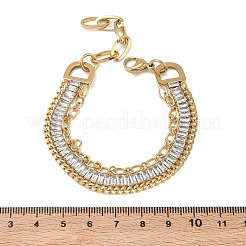 Doppellagige Kettenarmbänder aus Edelstahl 304 und Glas für Damen&nbsp;BJEW-F540-10G-03