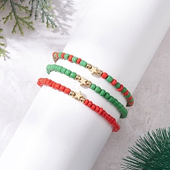 3 Stück Stretch-Armbänder mit Glasperlen&nbsp;BJEW-JB12440