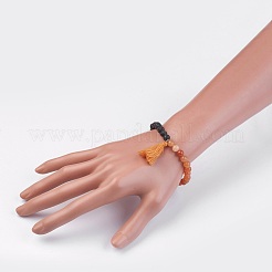 Braccialetti di stirata avventurina rossa naturale&nbsp;BJEW-JB03948-07