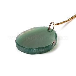 Atrapasueños de virutas de aventurina verde natural y rodajas de ágata&nbsp;AJEW-C048-01D